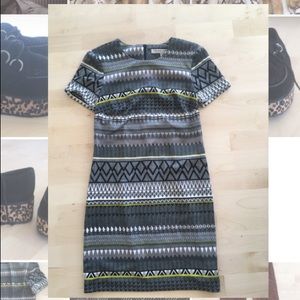 Trina Turk Dress Size S Grey, Black and Yellow